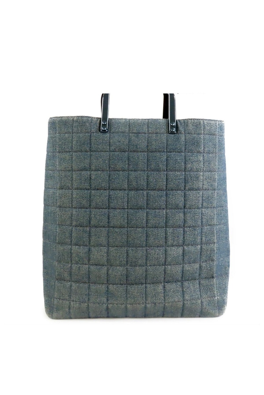 Chanel Choco Bar Tote Blue Denim Handbag